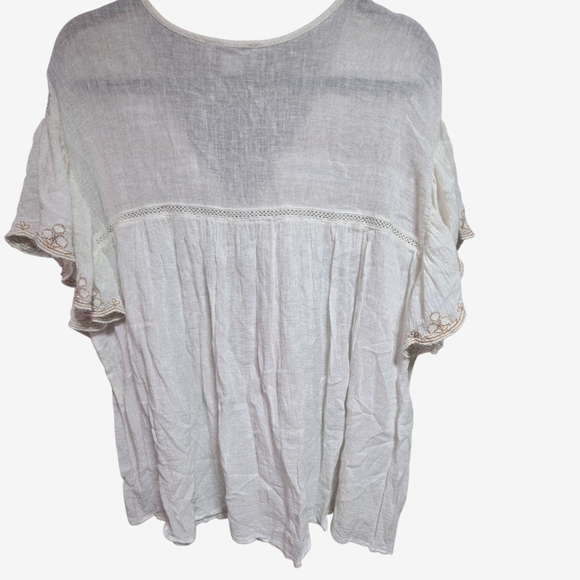 Rachel Zoe Cream and Gold Embroidered Top 2x - Picture 3 of 5